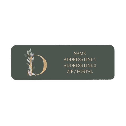 Dモノグラムパーソナライズされたフローラ ラベル (正面)