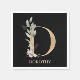 Dモノグラムフローラパーソナライズされたナプキンス スタンダードカクテルナプキン