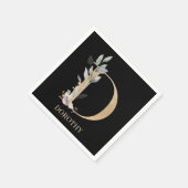 Dモノグラムフローラパーソナライズされたナプキンス スタンダードカクテルナプキン (角)