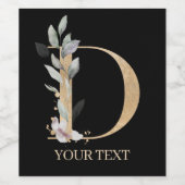 Dモノグラムフローラパーソナライズされたワインラベル ワインラベル (シングルラベル)