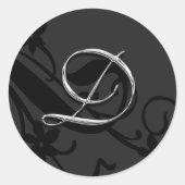 Dモノグラム文字結婚の封筒用シールシール ラウンドシール (正面)