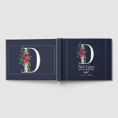 Dレターイニシャルモノグラムフローラ結婚名 ゲストブック (全面)