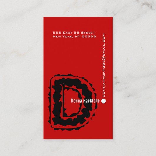 D文字アルファベット名刺（赤） 名刺 (正面)