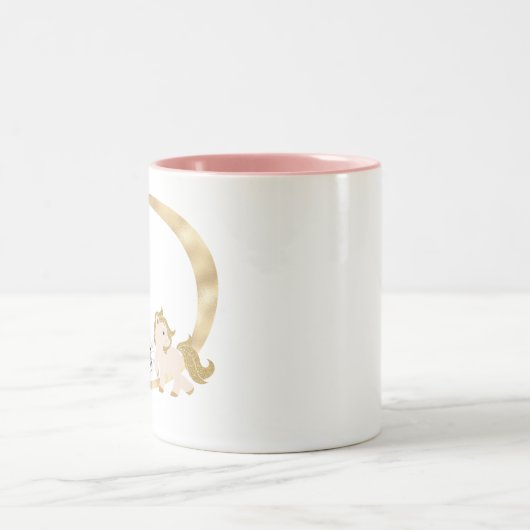 D文字名パーソナライズされたモノグラムとポニー ツートーンマグカップ (中央)
