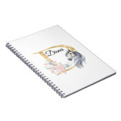 D文字名パーソナライズされたモノグラム（馬） ノートブック (右側)