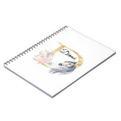 D文字名パーソナライズされたモノグラム（馬） ノートブック (左側)