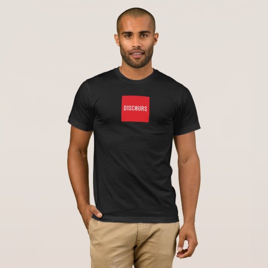 D1SC0URS レッドスクエアTシャツ Tシャツ (正面フル)