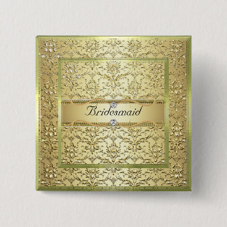 D2エレガントな金ゴールドのダマスク織のダイヤモンドの新婦付添人ボタン 缶バッジ