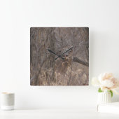 D2ホワイトテールディアー春バック スクエア壁時計 (ホーム)