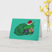 D20グリーンドラゴンホリデー版グリーティングカード カード (黄色い花)