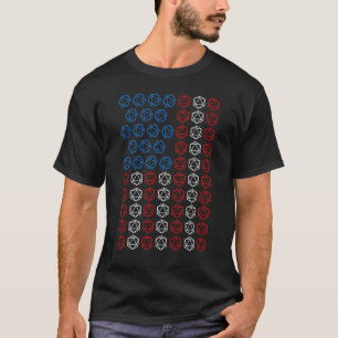 D20サイコロアメリカ国旗Rpg卓上Roleplaying 4t Tシャツ