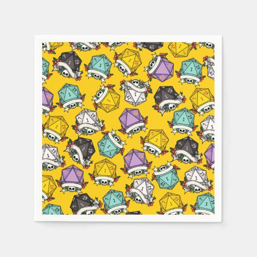 D20サイコロセットパターン スタンダードカクテルナプキン (正面)