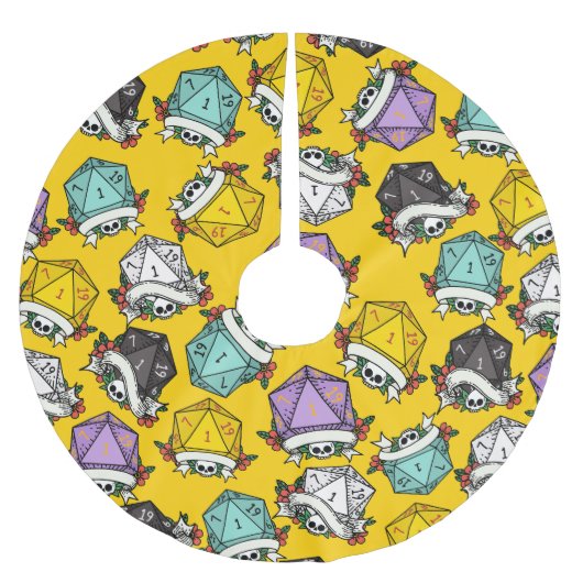 D20サイコロセットパターン ブラッシュドポリエステルツリースカート (正面)