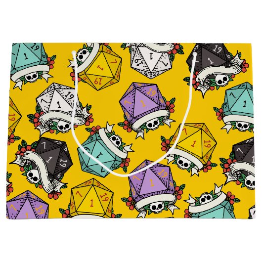 D20サイコロセットパターン ラージペーパーバッグ (正面)