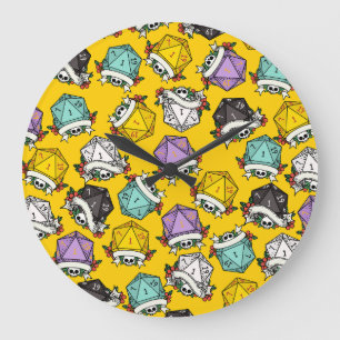 D20サイコロセットパターン ラージ壁時計