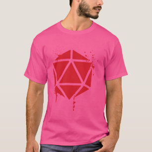 D20サイコロブラッドレッドスプレー絵を描Tabletop RPGゲーム Tシャツ