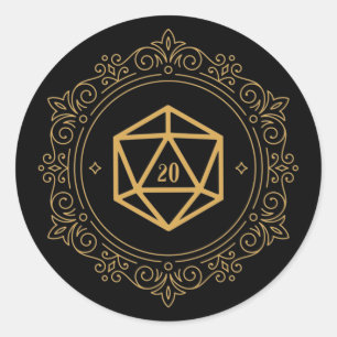 D20サイコロモノグラムテーブルトップRPG ラウンドシール
