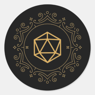 D20サイコロモノグラムブロンズテーブルトップRPG ラウンドシール