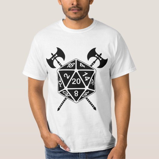D20サイコロ(軸あり) Tシャツ (正面)