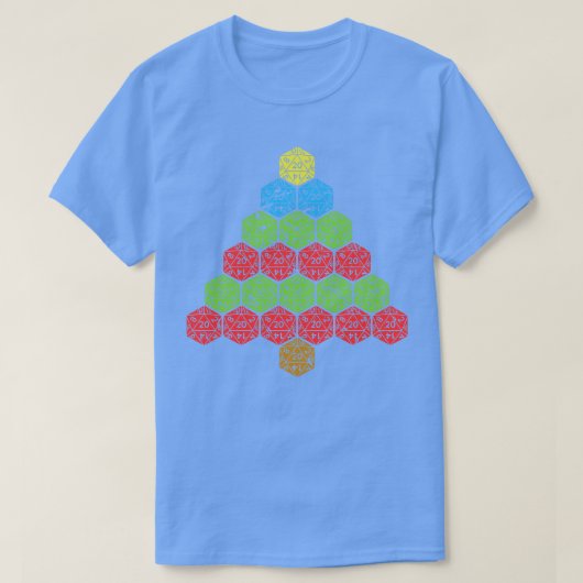 D20サイコロRPG醜いクリスマスツリー Tシャツ (デザイン正面)