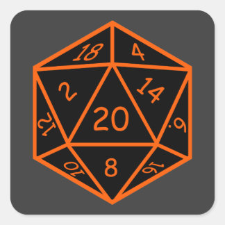 D20ブラック&オレンジ スクエアシール