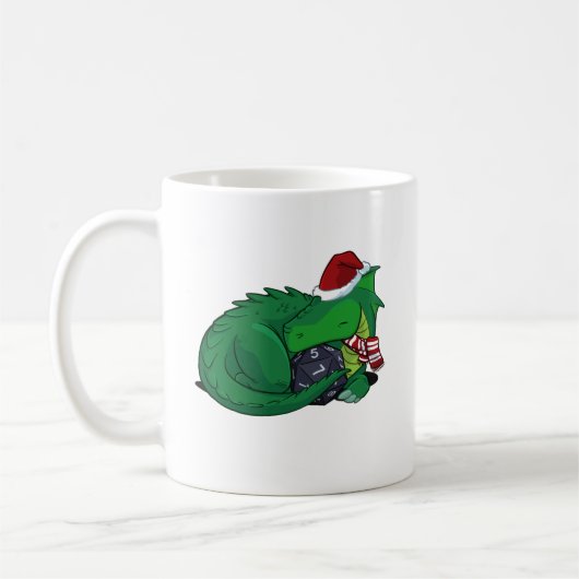 D20緑ドラゴン-休日の版 コーヒーマグカップ (左)