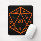 D20黒及びオレンジ マウスパッド (マウス)