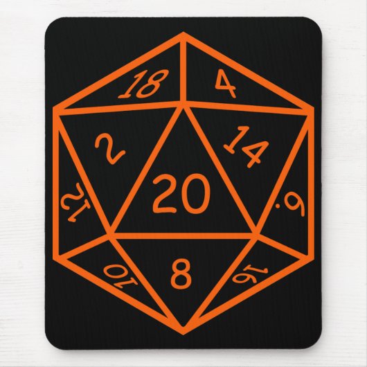 D20黒及びオレンジ マウスパッド (正面)