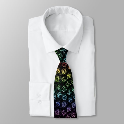 D20 Dice Set Pattern (Rainbow) Neck Tie ネクタイ (タイ)