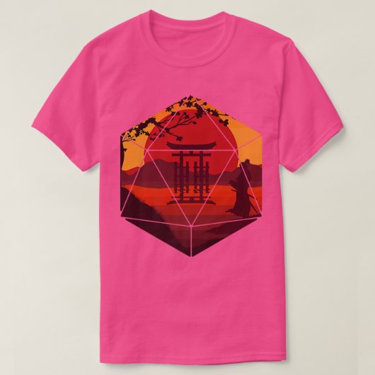 D20 RPGサイコロアートダンジョンズ戦士サムライファンタジー Tシャツ (デザイン正面)