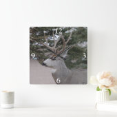 D25マル鹿背頭と肩 スクエア壁時計 (ホーム)