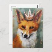 D.かわいい赤キツネを王冠に ポストカード (正面/裏面)