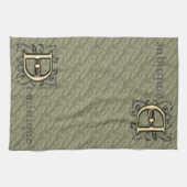 D -エンボスヴィンテージモノグラム(金ゴールド) キッチンタオル (横)