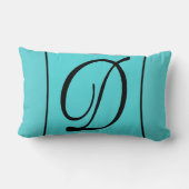 D -ターコイズの背景の手紙D ランバークッション (裏面)