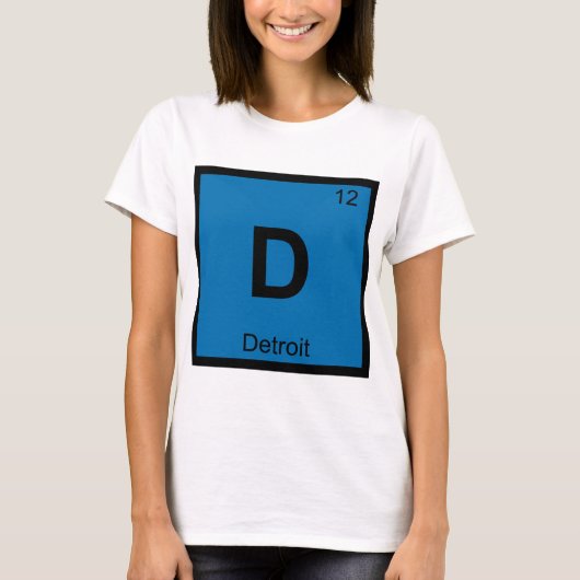 D - デトロイト ミシガン州 化学元素周期表 Tシャツ (正面)