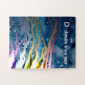 D -デニムの青い海のアルファベットの芸術のパズル ジグソーパズル (横)