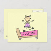 D.ベッドで飛び跳ねる棒フィギュアガール ポストカード (正面/裏面)