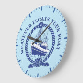 D.ボートが浮かぶ航海のもの  ラージ壁時計 (傾斜)