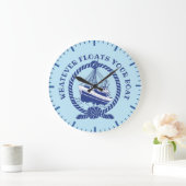 D.ボートが浮かぶ航海のもの  ラージ壁時計 (ホーム)