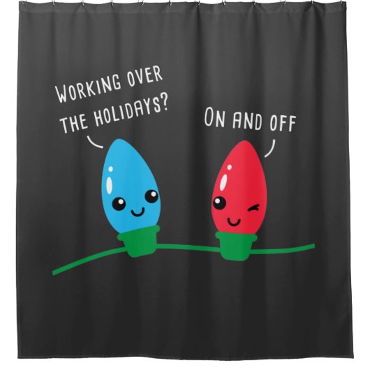 D.休日のクリスマス・ラおもしろいイトで働く   シャワーカーテン (正面)