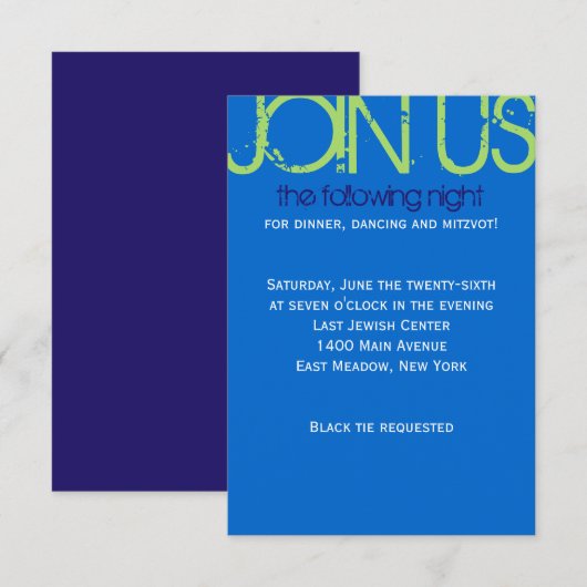 D 初回コレクション バー ミッツヴァ パーティー カード (正面/裏面)