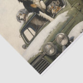 D.古い車に乗ったクリスマスファッションド犬 薄葉紙 (詳細)