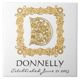 "D"姓の記念日結婚モノグラムタイル タイル