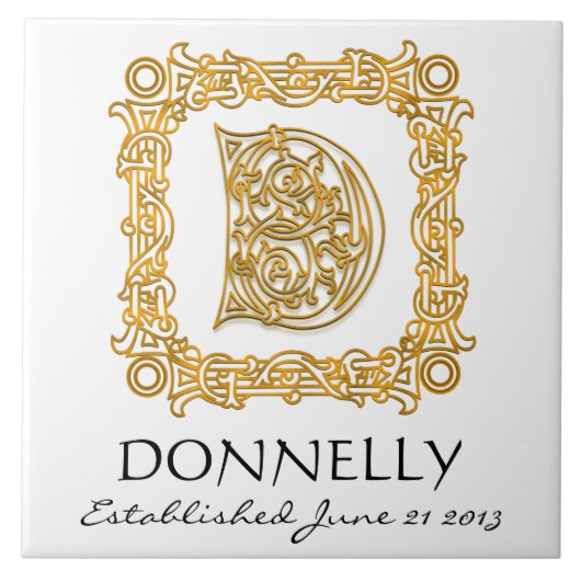 "D"姓の記念日結婚モノグラムタイル タイル (正面)