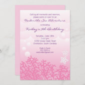 D.海の誕生日パーティーの招待状（ピンク） 招待状 (正面/裏面)