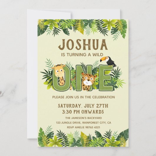 D.野生の男を変える|最初の誕生日 招待状 (正面)