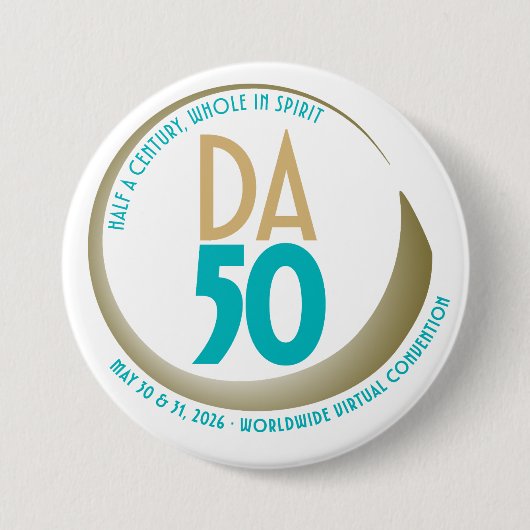D.A. 50th Anniversary Convention design 缶バッジ (正面)