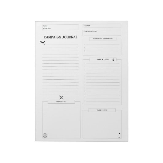 D&Dキャンペーンジャーナル(使用可能) ノートパッド (回転)