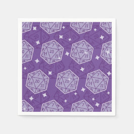 D&DバースデーパーティパープルD20サイコロ紙ナプキン スタンダードカクテルナプキン