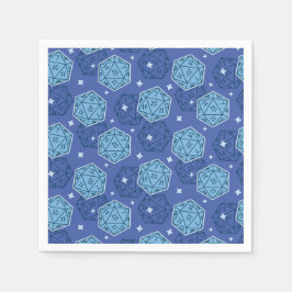 D&DバースデーパーティーブルーD20サイコロペーパーナプキン スタンダードカクテルナプキン